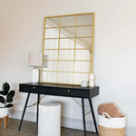 Kyō - Metal Rectangle Lattice Window Mirror | 120cm x 95cm | Gold
