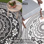 Luxury Outdoor Rug Waterproof Reversible Round For Garden Patio, Monochrome Motif