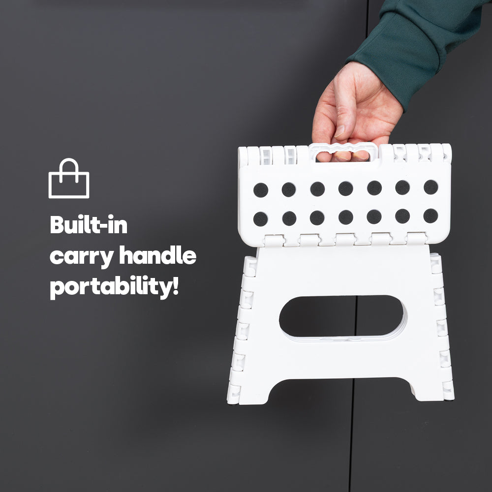 Compact Folding Step Stool With Non-slip Surface | White