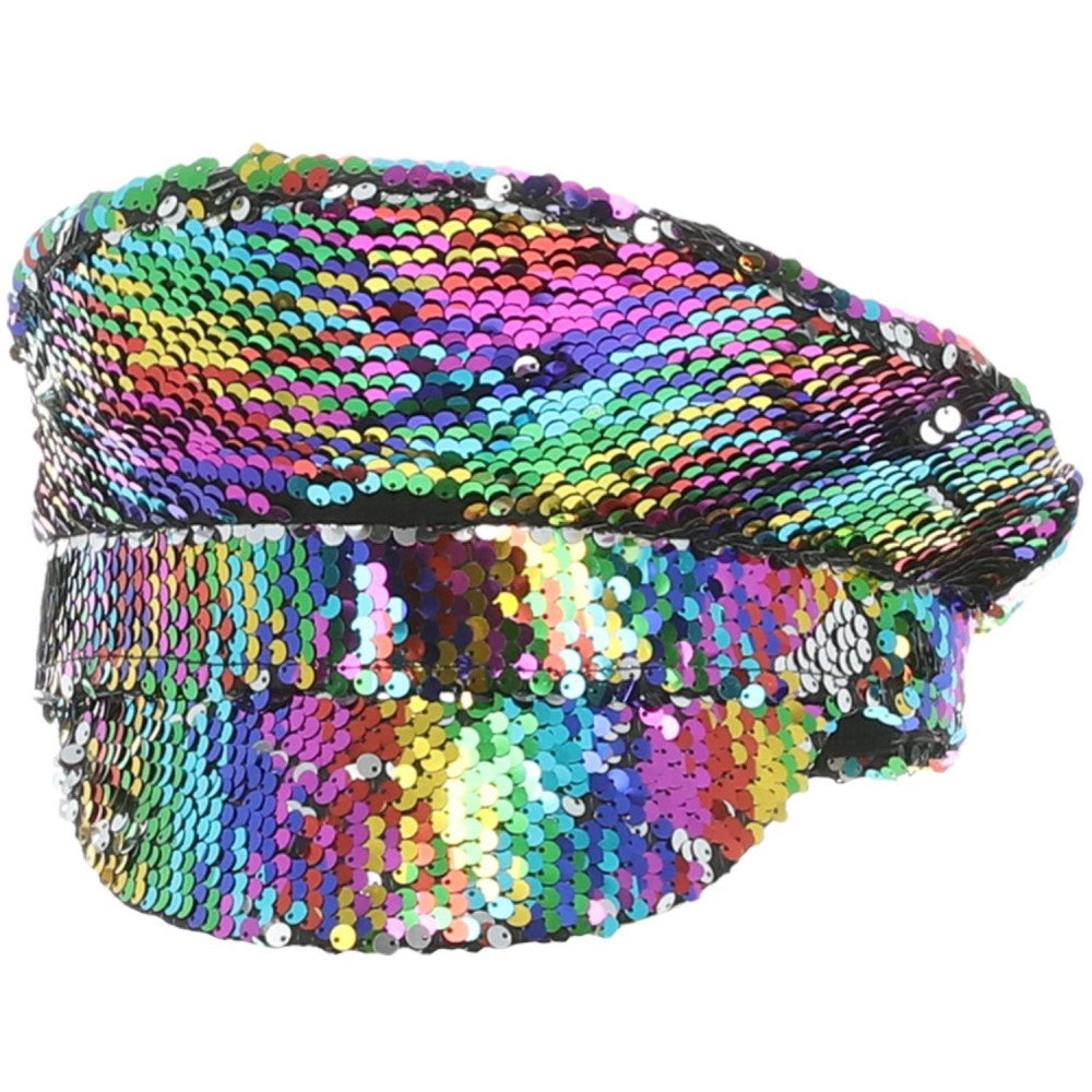 Sequin Captains Hat, Rainbow