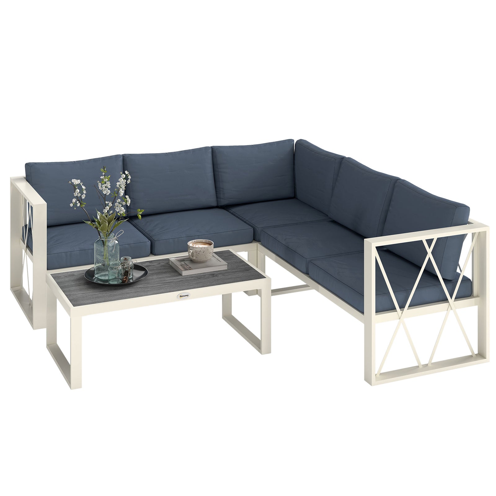 5 Seater Sectional Outdoor Sofa Set W/ Loveseats For Garden