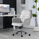 Tufted Swivel Computer Chair W/ Arm | Dove Gray