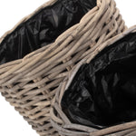 Rattan Round Planter With Plastic Lining | Set-of-2 | Brown