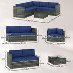 4 Pieces Rattan Garden Furniture Sofa Set With Coffee Table | Blue