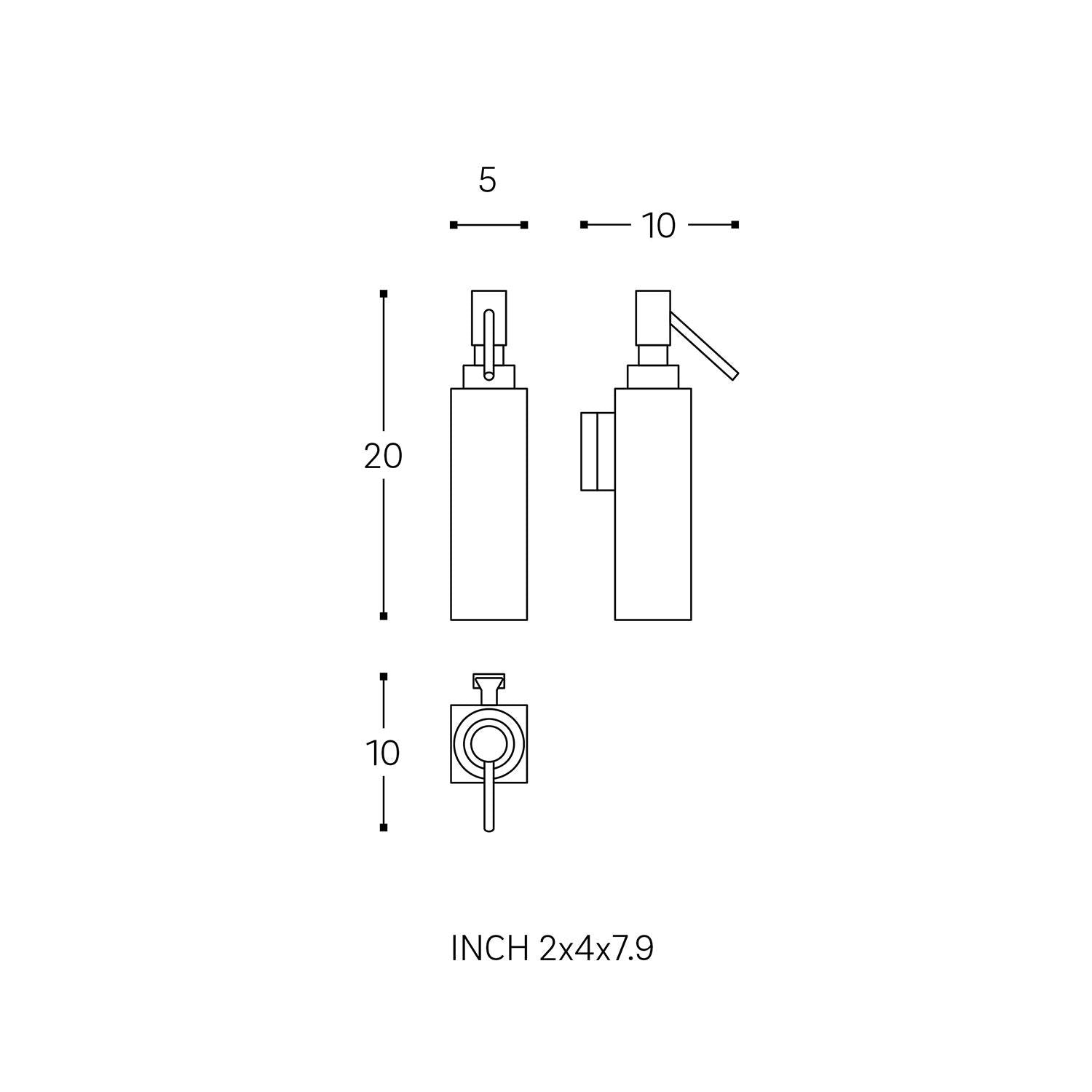Soap Dispenser, 125ml Capacity Black Matt Wall-mounted Collection Metric