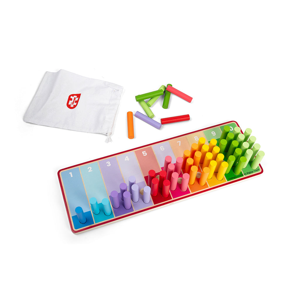 Wooden Rainbow Counting Sticks Game, Includes 55 Sticks