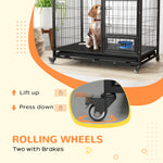 43" Heavy Duty Dog Crate W/ Bowl Holder, Double Doors