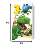 Dinosaur Roar! Age 3 Birthday Card Official Product