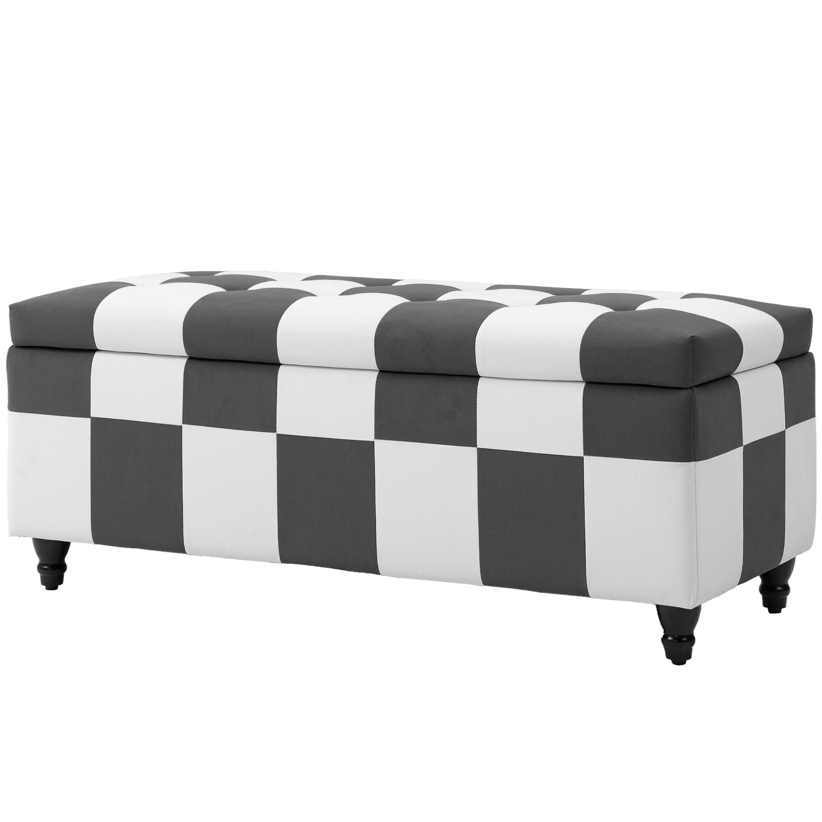 114 X 47 X 47cm Velvet Storage Ottoman, Button-tufted Footstool Box