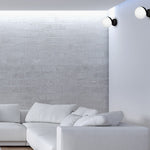Sfera Designer Wall Lamp Hand Made Scandi Style Minimalistic Matt Black And White Glass