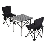Set Of 3 Portable Folding Camping Table And Chair Set – Lightweight And Compact Outdoor Furniture | Set-of-3 | Black