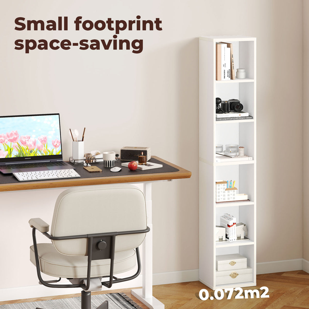 Bookcases Book Shelf Shelving Storage Unit Slim Wood Office Home | White
