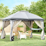 3.7 X 3metre Outdoor Steel Frame Gazebo With 2-tier Roof