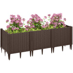 Plastic Raised Garden Bed, Modular Planter Box, Brown