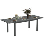 Extending Aluminium Table, Slatted Top, Grey
