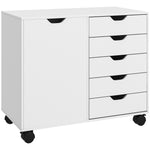Modern Mobile 5-drawer Cabinet W/ Door, Office Storage