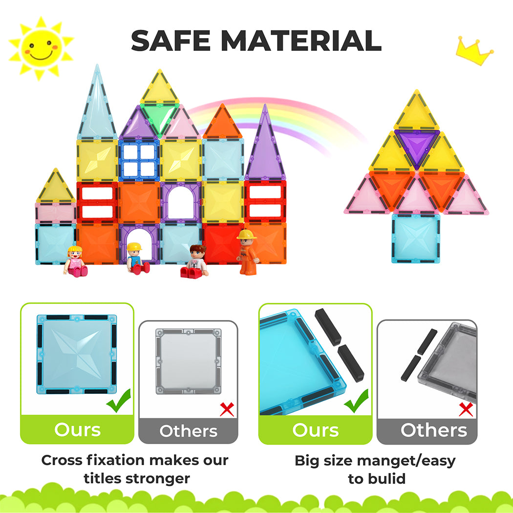 100pcs Magnetic Tiles Building Blocks Kids Educational Construction Toys | Multi Colour
