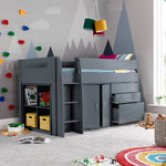 Lacy Storage Mid Sleeper Bed | Single | Grey