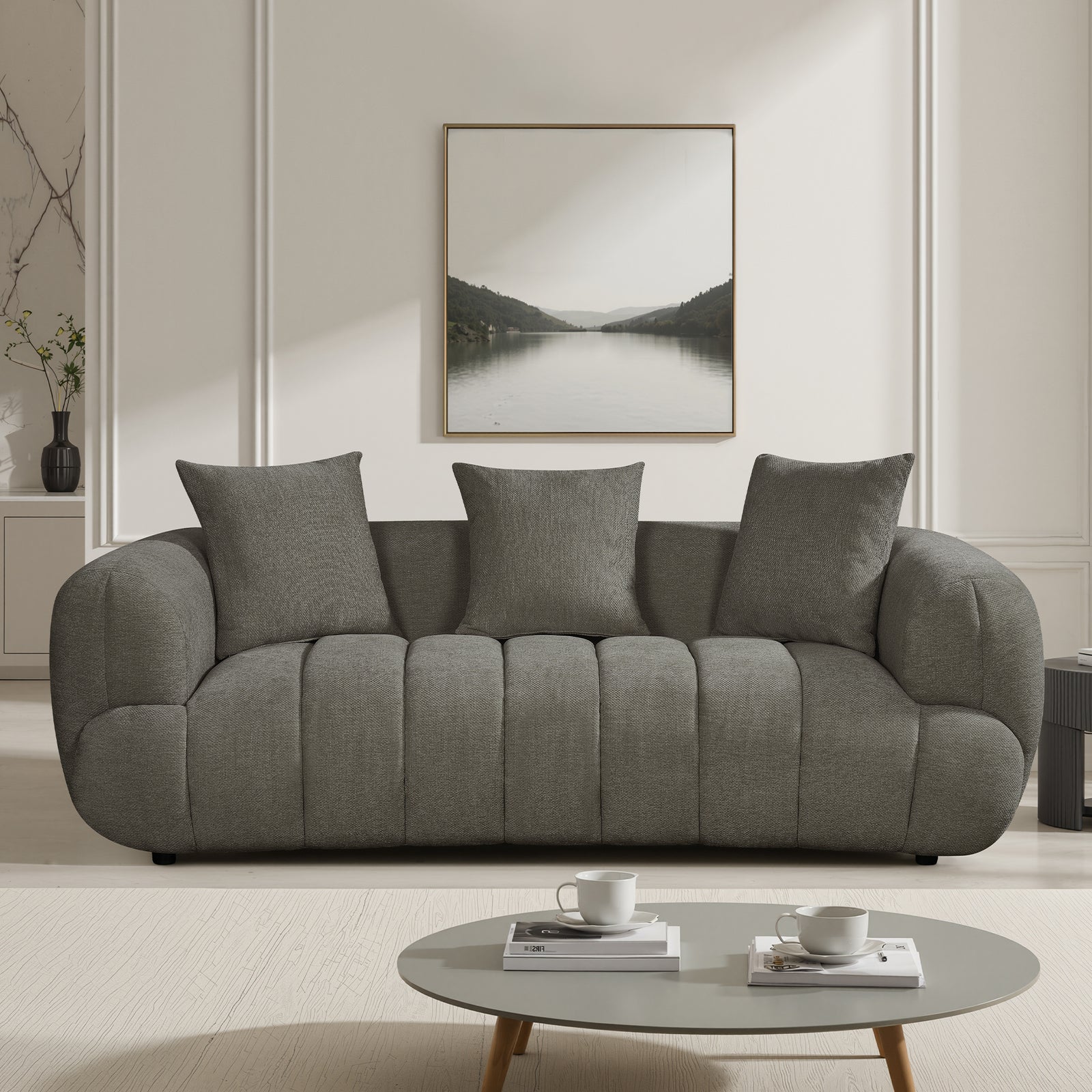 Claremont Soft Fabric 3 Seat Sofa | Charcoal Grey