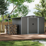 10x8ft Garden Shed Galvanised Steel Construction With Extended Firewood Roof Ample Storage Space