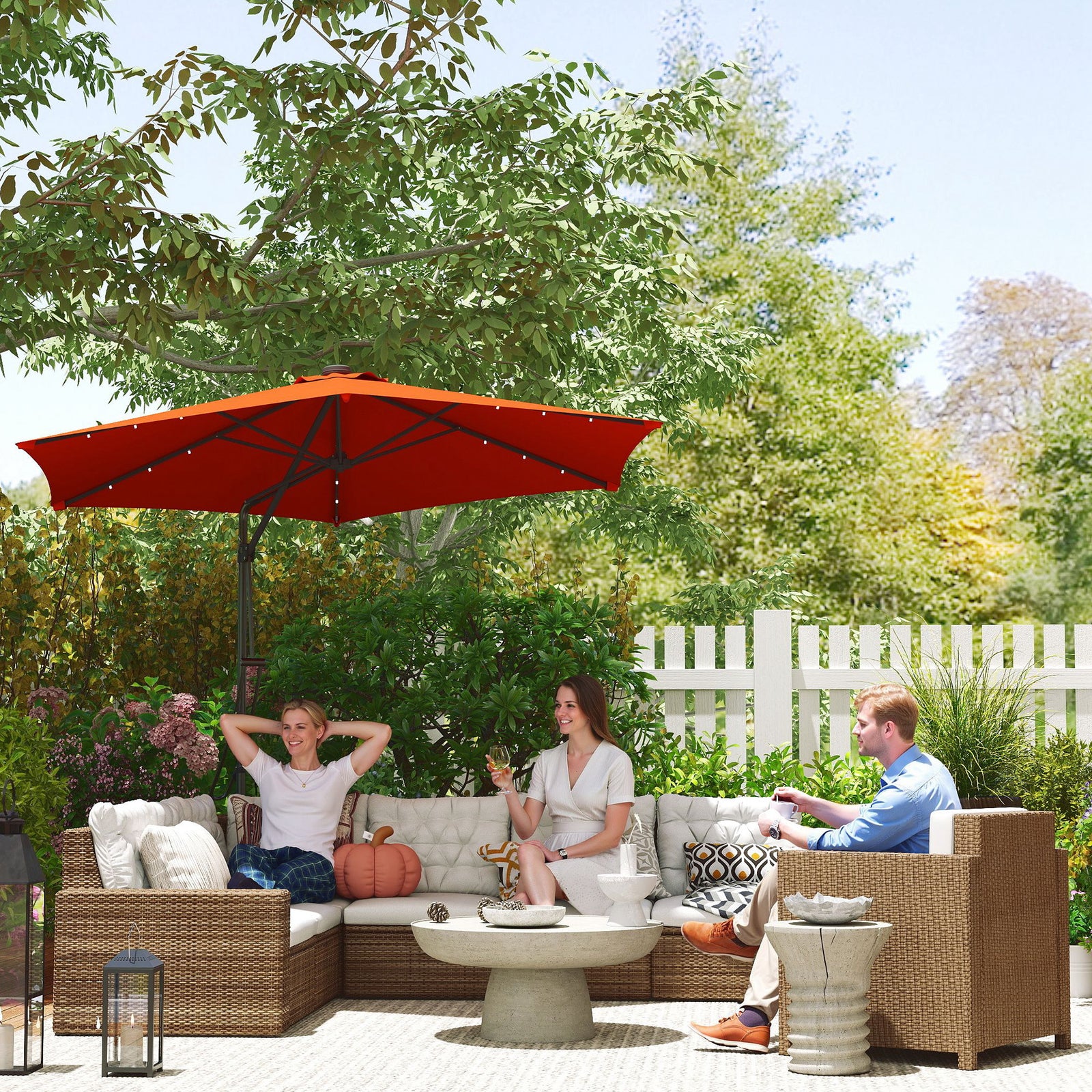 3m Cantilever Parasol W/ Waterproof Cover | Orange