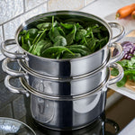 3 Tier Stainless-steel Steamer Pan | 24cm | Silver