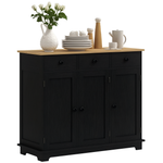 Sideboard Buffet Cabinet With Rubber Wood Top And Drawers | Black