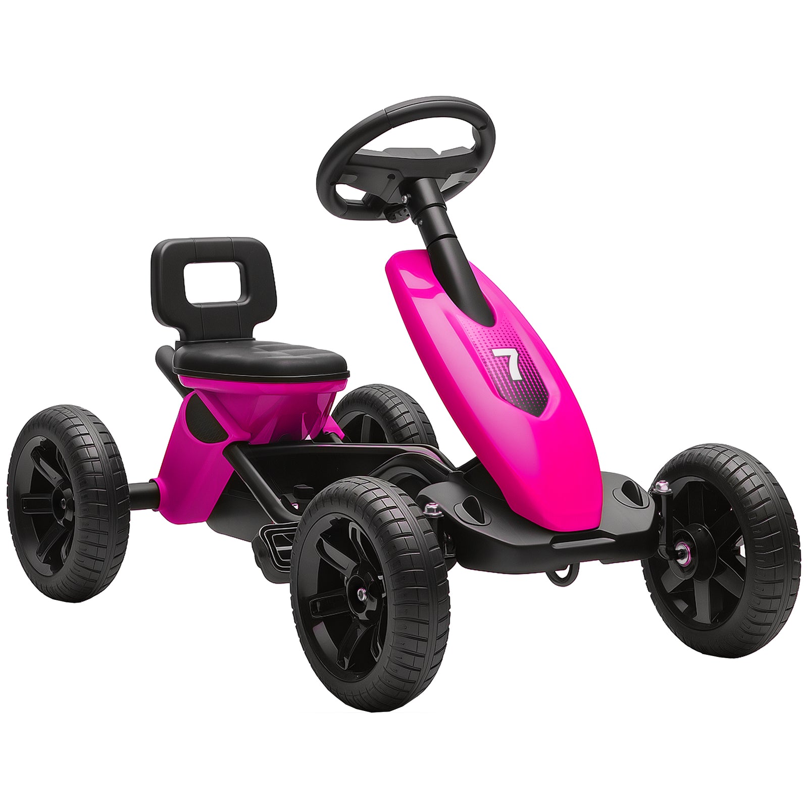 Pedal Go-kart For Kids With Silent Eva Wheels, Metal Frame | Pink