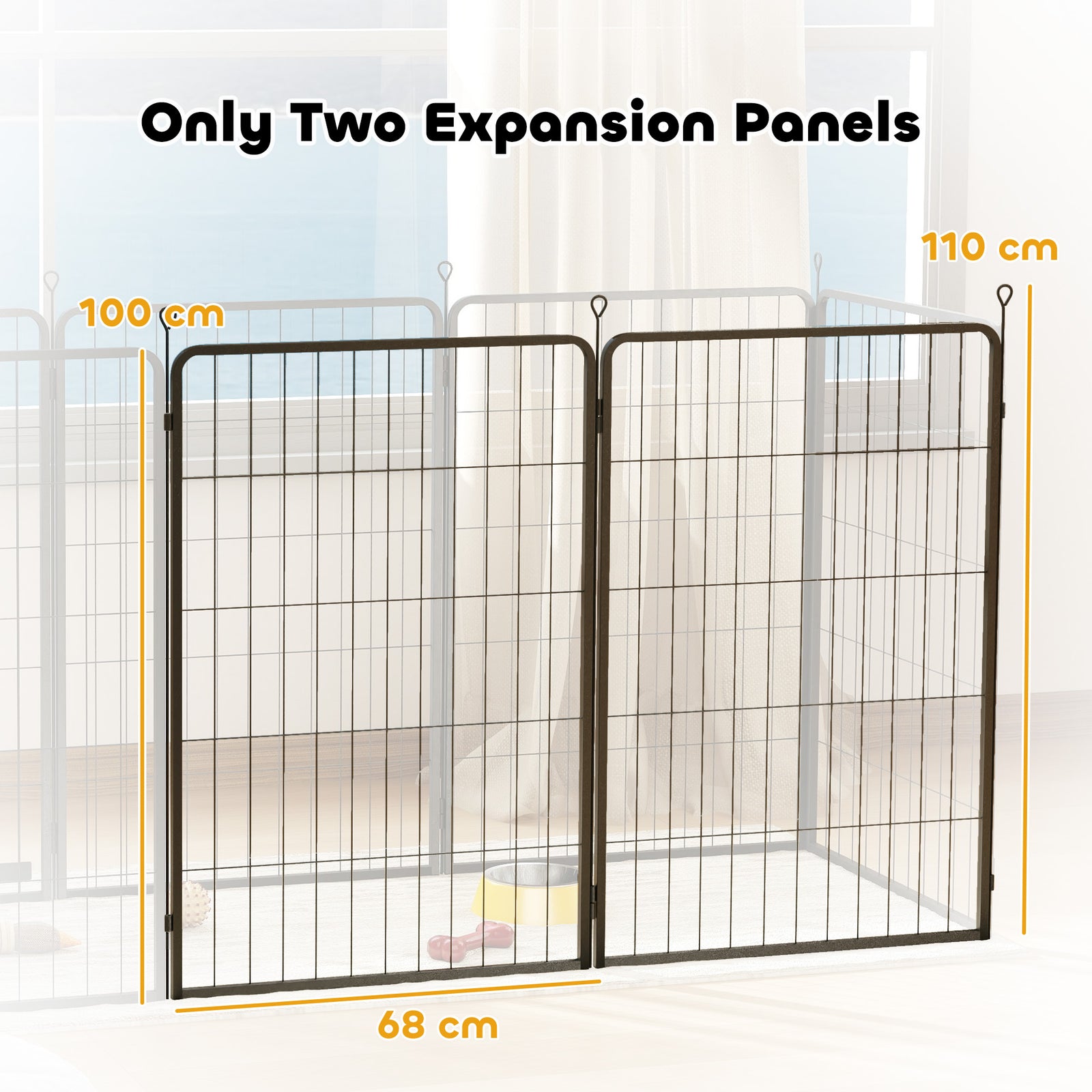 2 Piece Expansion Pace Dog Pen With 3 Connecting Stakes For 100cm High Puppy Pen