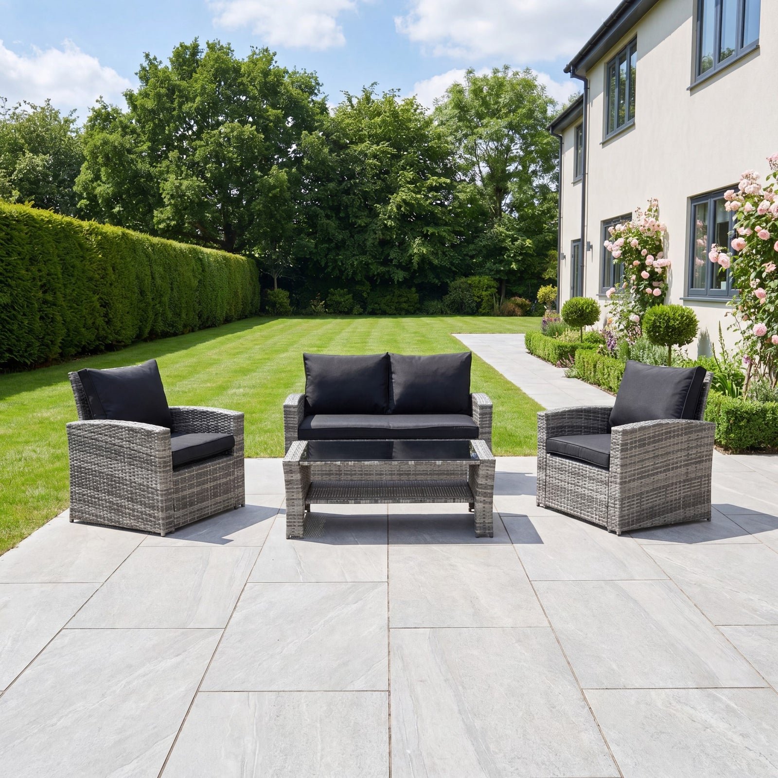 Pallini 4 Piece Rattan Patio Set | Grey