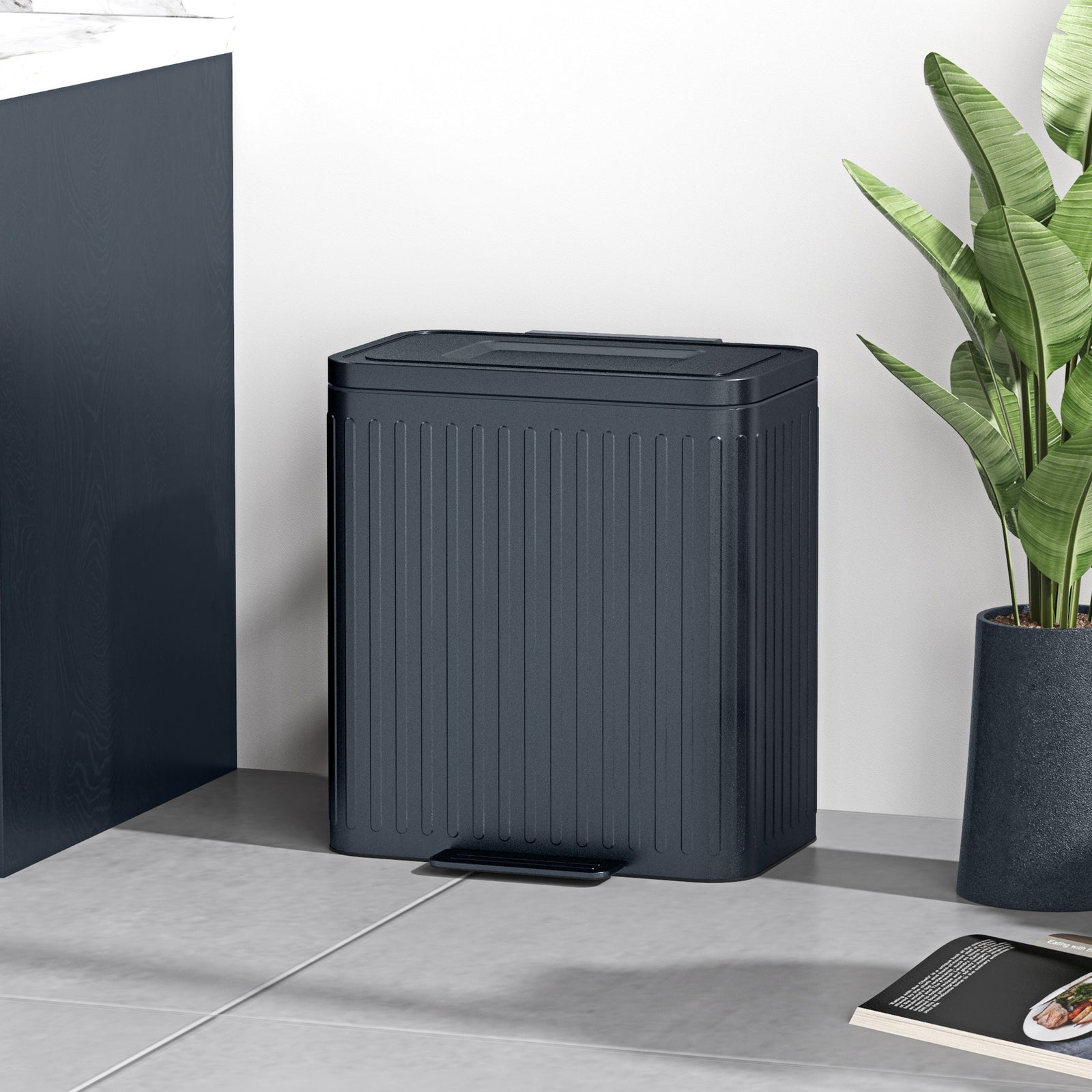 2 X 20l Double Rubbish Bin, Pedal Bin With Soft-close Lid