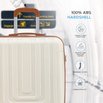 56x45x25cm Large Cabin Carry On Case - Overhead Luggage Suitcase - 4 Spinner Wheels - Abs Hard Shell Cabin Bag | Cabin | Cream