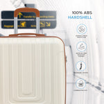 56x45x25cm Large Cabin Carry On Case - Overhead Luggage Suitcase - 4 Spinner Wheels - Abs Hard Shell Cabin Bag | Cabin | Cream