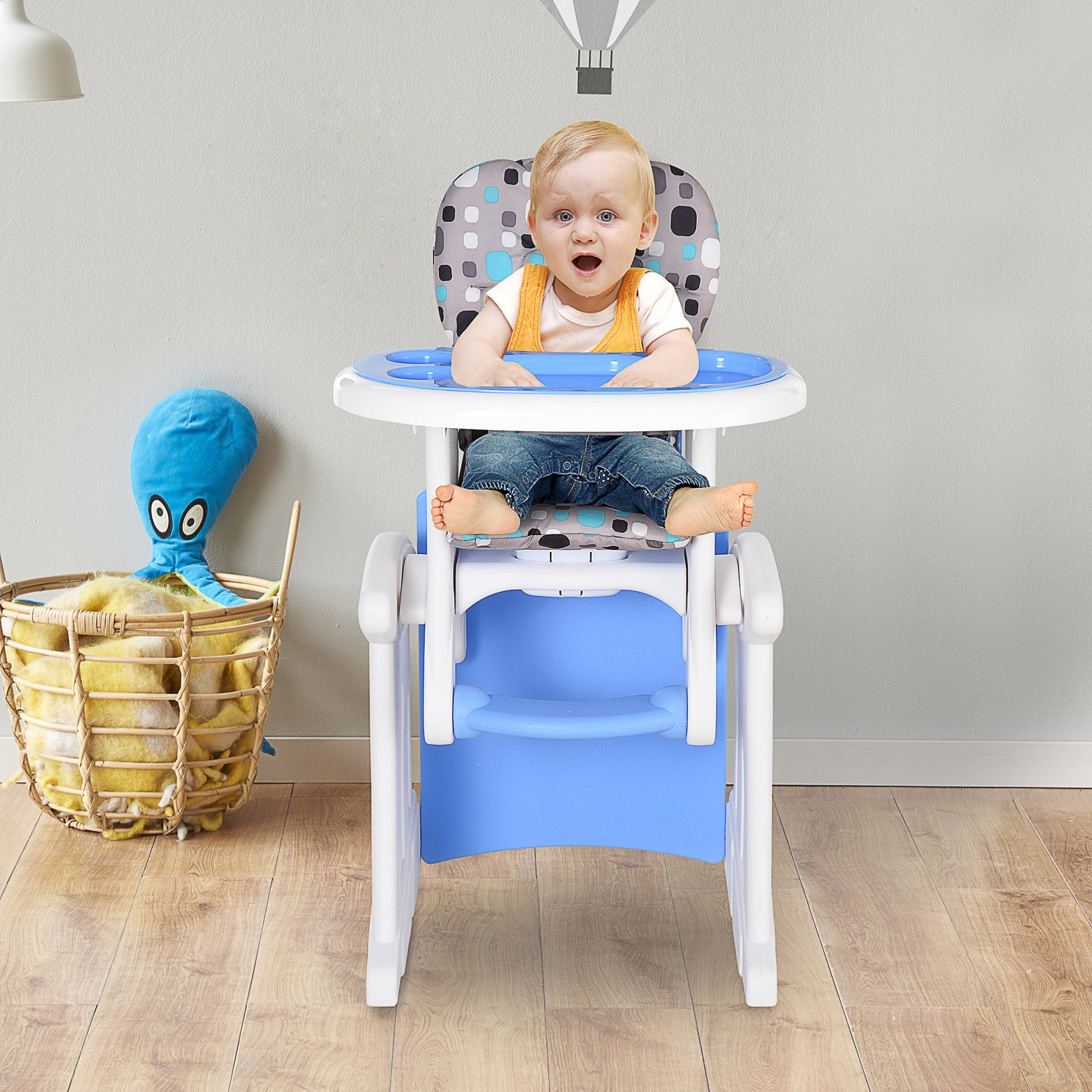 3-in-1 Convertible Baby High Chair Booster Seat W/ Removable Tray | Blue