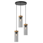 Elica Hand Made Designer Pendant Lamp With Elegant Smoked Glass Cylindrical Shades Circular Fitting
