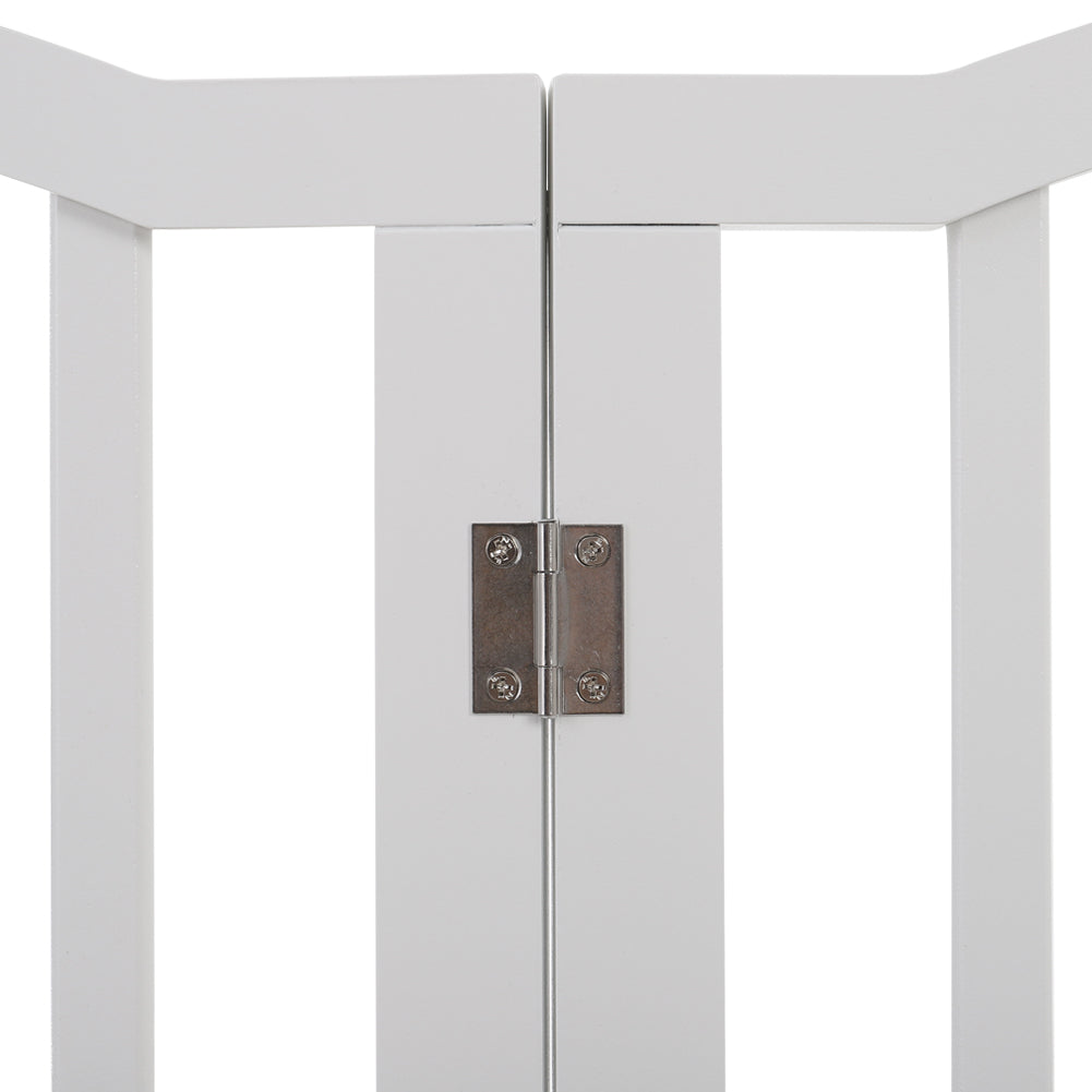 Foldable Freestanding 3/4-panel Arched Pet Gate, Indoor Safety Barrier For Doorways, Halls & Staircases | Large | White