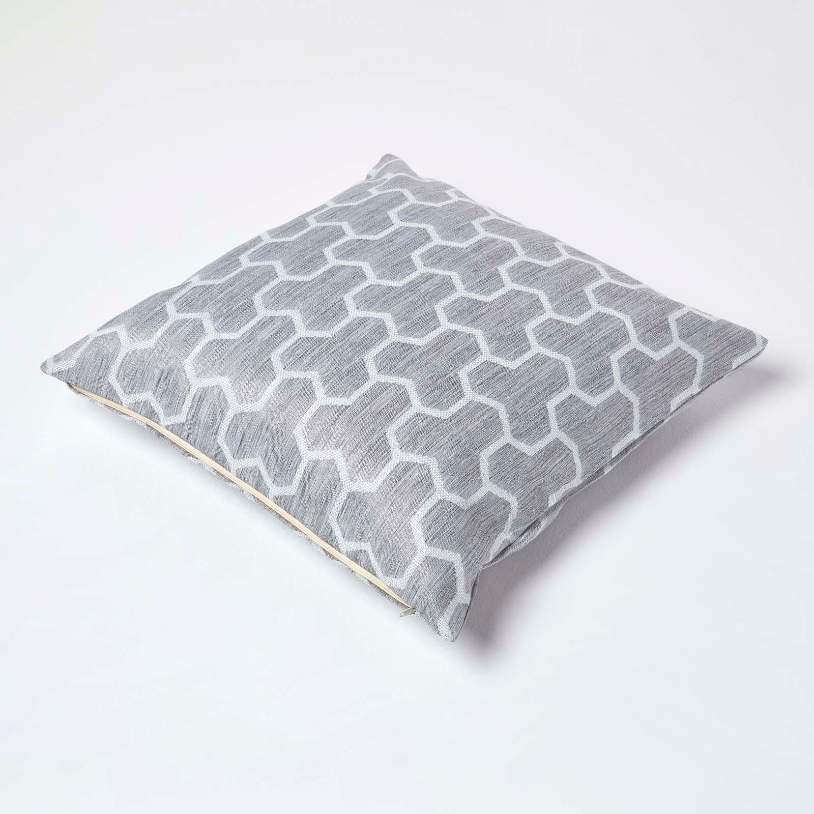 Geometric Jacquard Cushion Cover | 60cm x 60cm | Light Grey