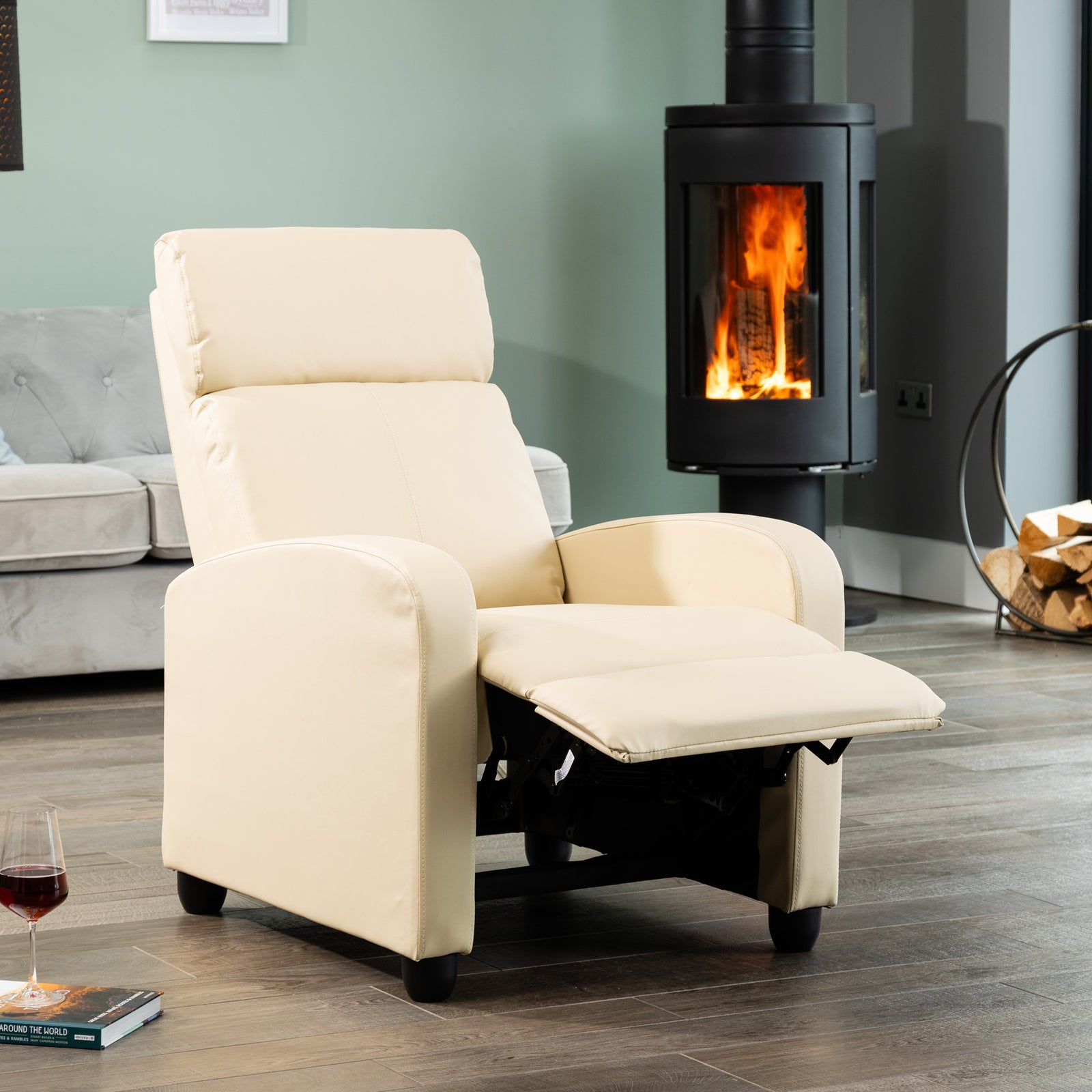 Henderson Manual Push Back Recliner Armchair | Cream