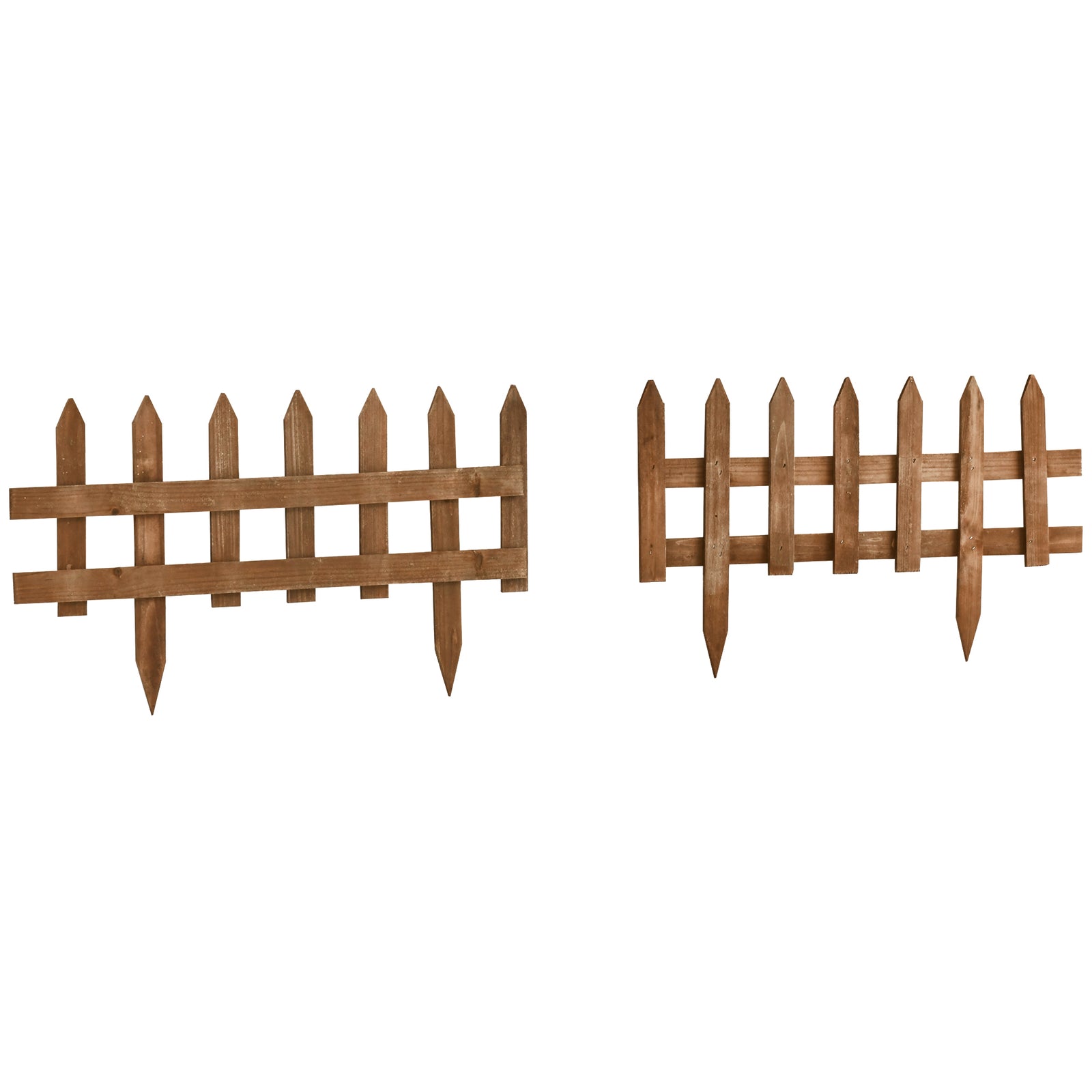 12 Wooden Picket Fences For Lawn, Brown