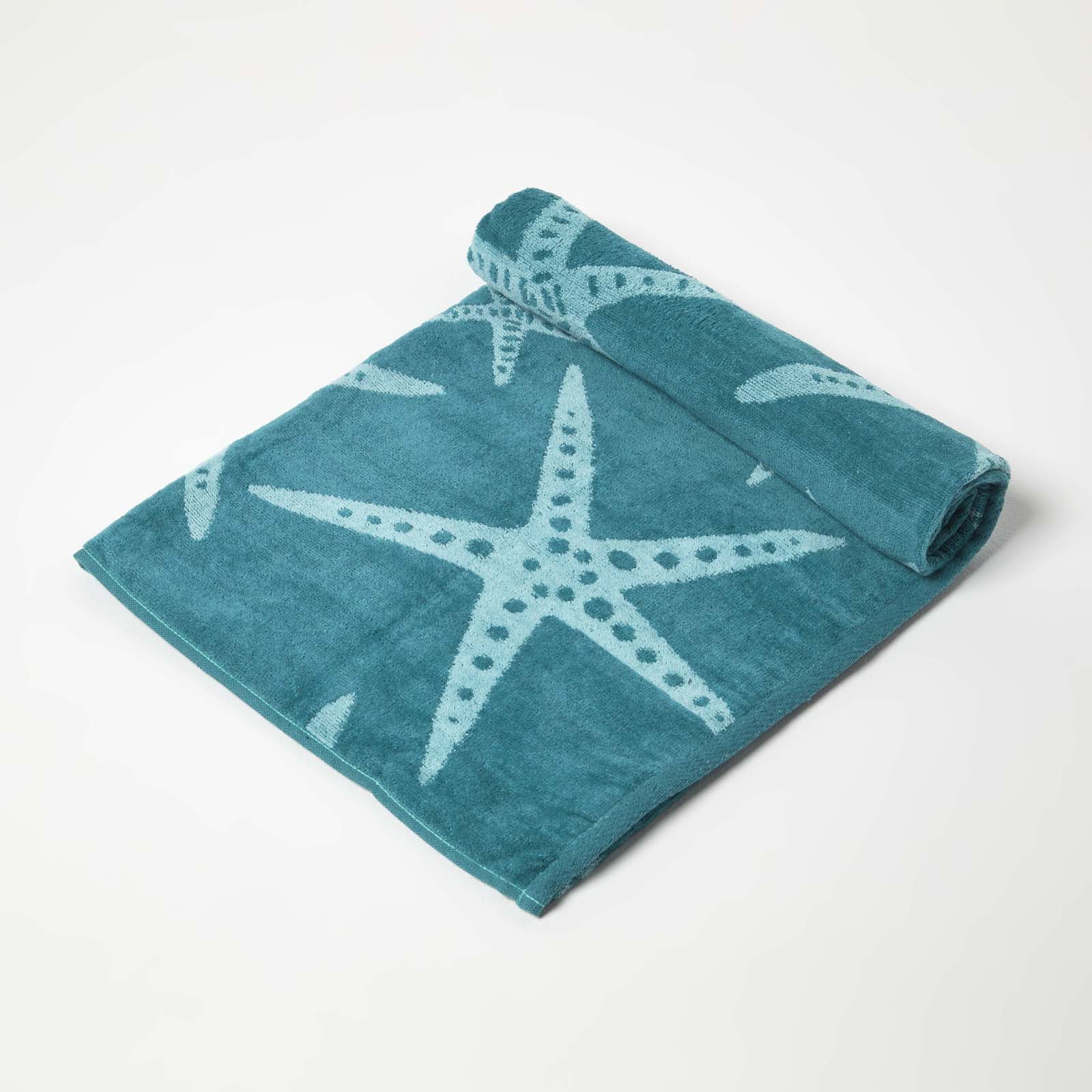 HOMESCAPES Blue Starfish 100% Recycled Cotton Beach Towel