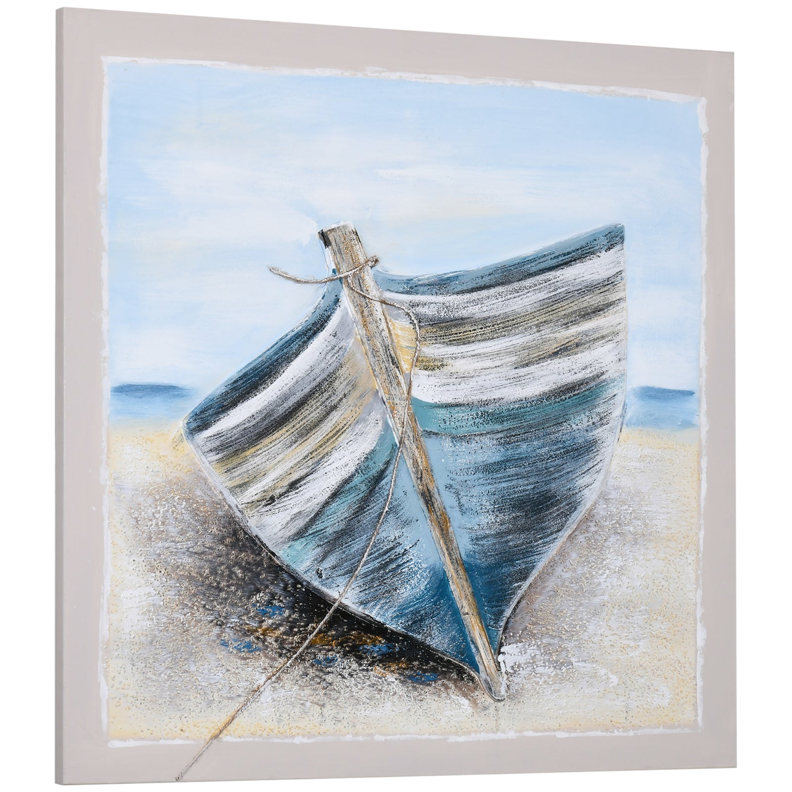Hand-painted Wall Art, Canvas Painting Artwork Beach Boat