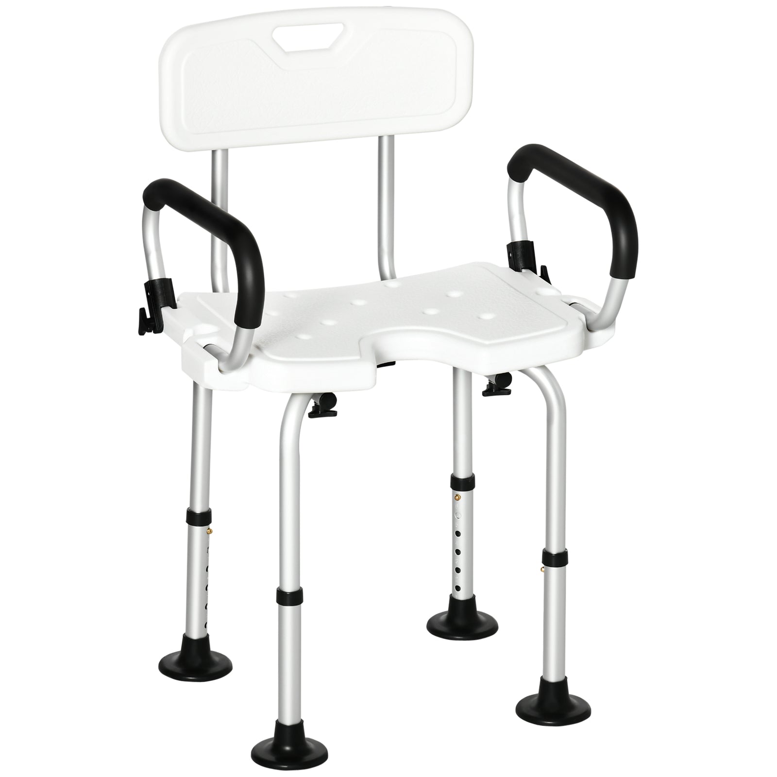 Adjustable Shower Stool With Suction Foot Pads For Elderly