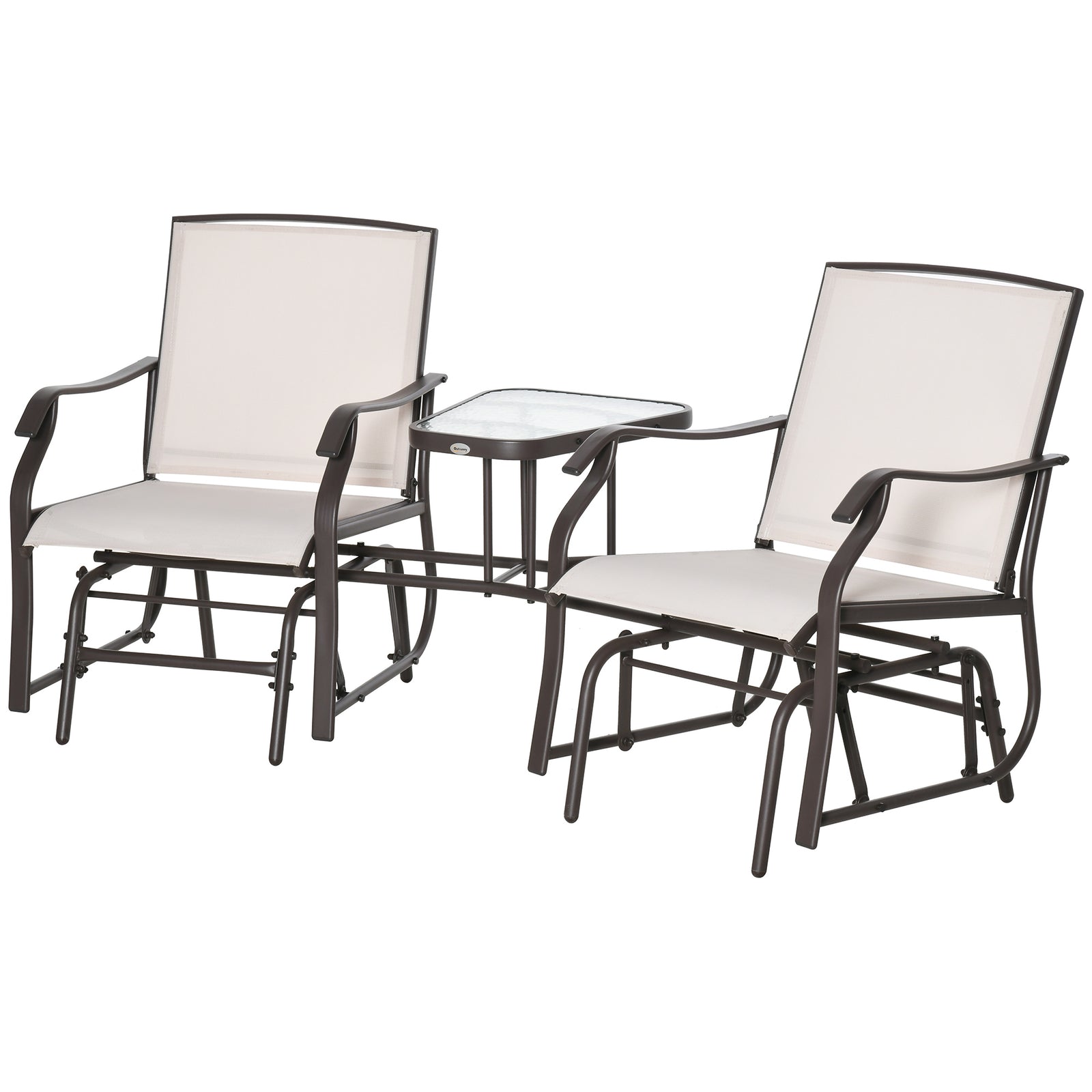 Double Glider Companion Rocking Garden Chairs Loveseat | Beige