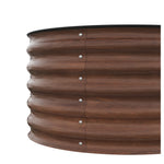 80cm Dia X 43cm H Brown Wood Grain Round Metal Raised Garden Bed Outdoor Planter Box