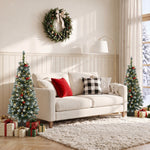 HOMCOM 4ft Pre-lit Slim Artificial Christmas Tree Set Of 2, 140 Frosted Tips