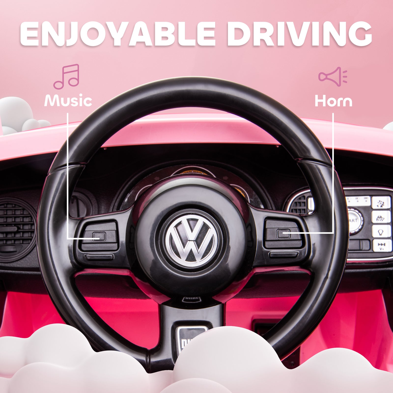 Volkswagen Beetle Licensed 12v Ride On Car W/ Remote Control | Pink