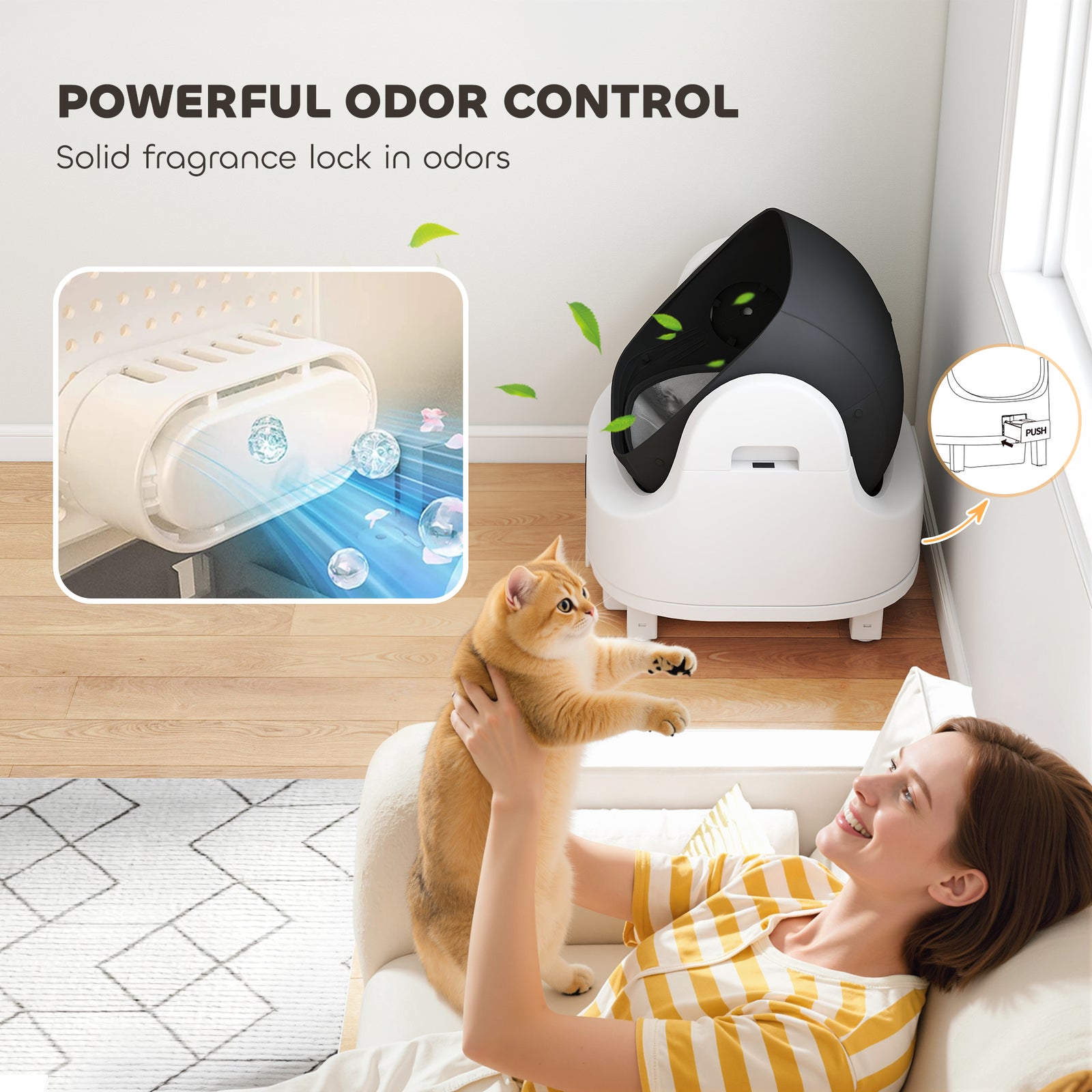 PawHut Self Cleaning Cat Litter Tray With Integrated Security Protection