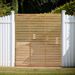 180cm W X 210cm H Garden Privacy Wooden Fence Panel, Solid Pine Slatted Outdoor Fence With Water-based Finish