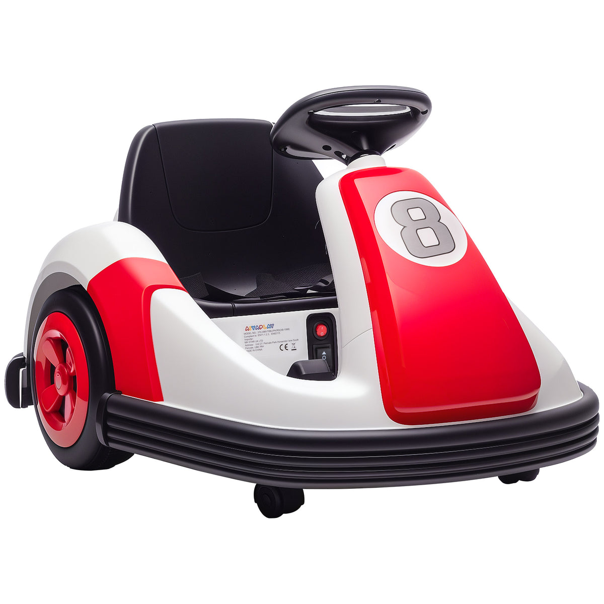 Kids Bumper Car With 360-degree Rotation Spin, Safety Belt | Red