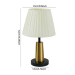Breeins Modern Nordic Table Lamp With Pleated Fabric Shade, Black & Gold Metal Base